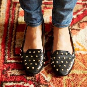 MK Ailee Studded Black Leather Flats 7M